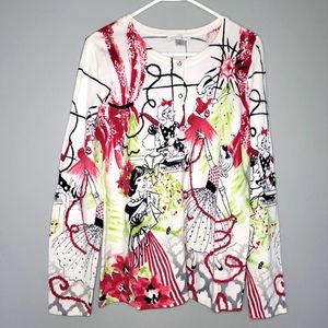 Christopher and Banks Artsy Panio Girls Christmas Cardigan